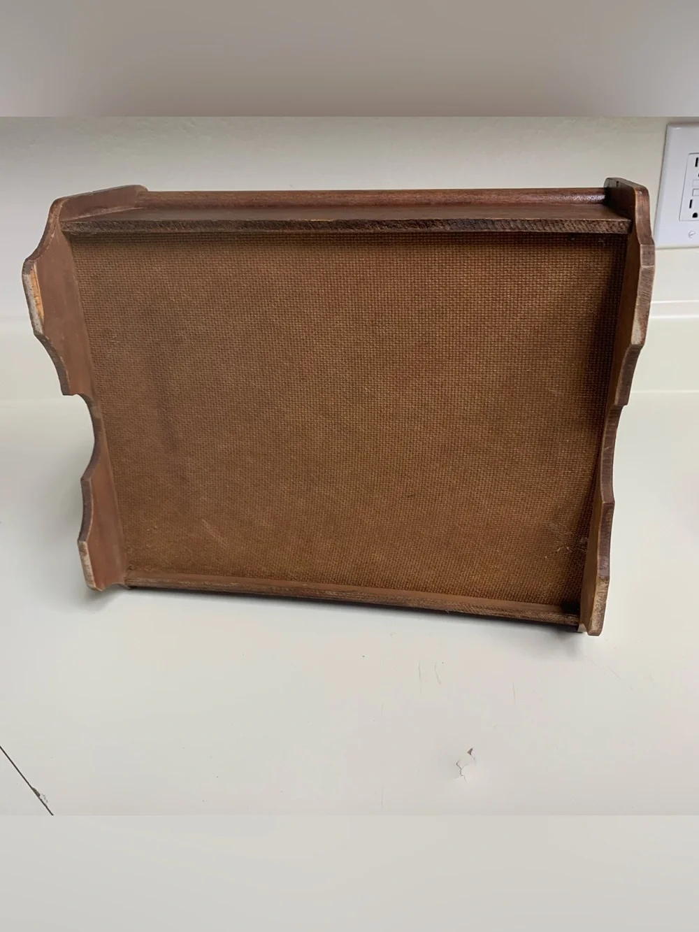 Vintage Wooden Sewing Box with Handle - Dark Brown